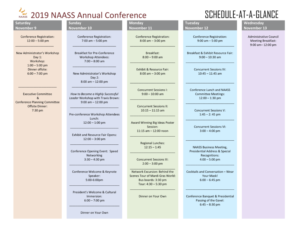 schedule at a glance NAASS